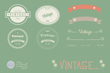 Vector series of Vintage logos, doodles and banners