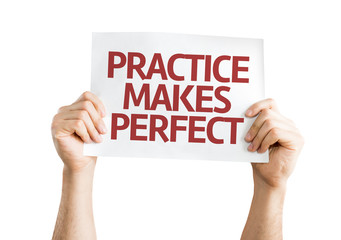 Practice Makes Perfect card isolated on white background