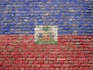 Haitian flag painted on wall