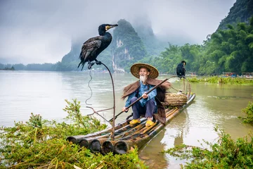 Peel and stick wall murals Guilin Chinese Cormorant Fisherman