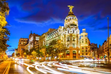 Kussenhoes Madrid, Spanje aan de Gran Via © SeanPavonePhoto