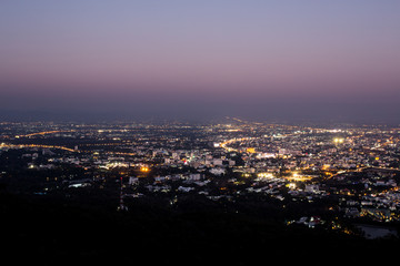 ChiangMai night view in viewpoint of Doi Suthep, Thailand