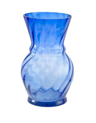 Blue Glass Flower Vase Isolated White Background