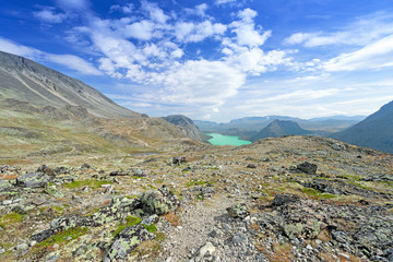 Fototapeta na wymiar Besseggen Ridge in Jotunheimen National Park wide