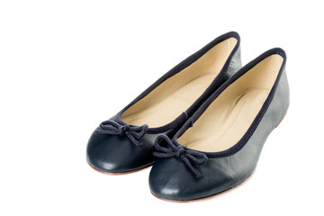 Pair of female shoes over white background right side view