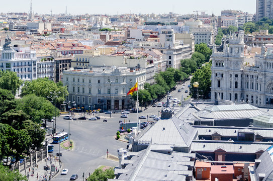 Cityscape of Madrid on summer hot day