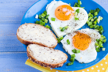 Valentines delicious breakfast poached eggs hearts