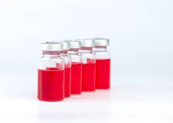 Red liquid in injection vial