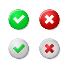 Check marks. Realistic buttons style, with gloss and shadows