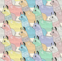 Seamless pattern with cute lamas or alpacas for children or kids