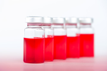 Red liquid in injection vial