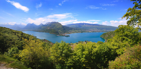 Panorama of Annecy lake in France