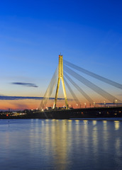 Fototapeta na wymiar cable-stayed bridge at sunset