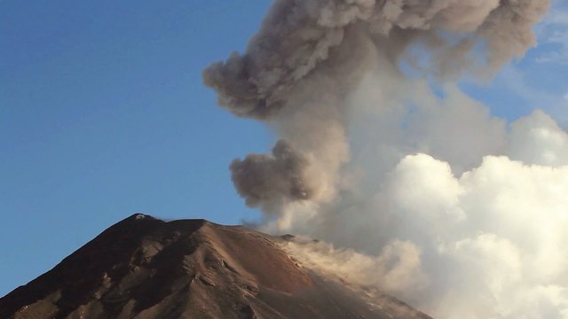 Tungurahua Volcano erupting, Ecuador. Time-lapse