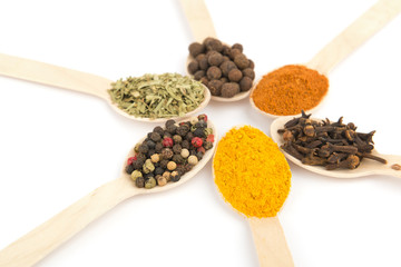 Spices in the spoons