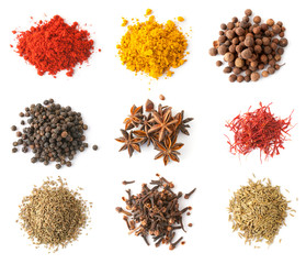 Spices set top view - obrazy, fototapety, plakaty