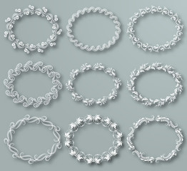 Set of white vector frames