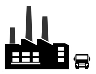 Usine et un camion de livraison