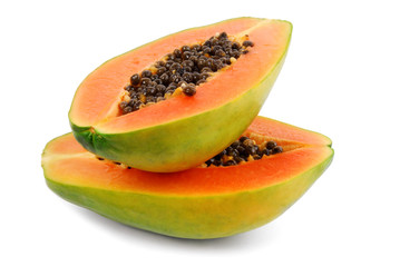 papaya fruit  isolated on white