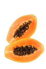 papaya fruit  isolated on white