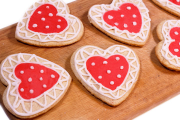 Heart with icing. Homemade biscuits for loving