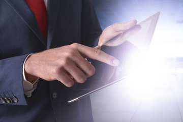 Businessman with tablet computer