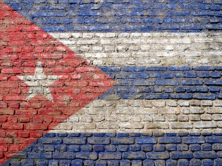 Cuban flag painted on wall