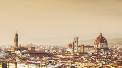 Fototapeta na wymiar Picturesque view of Florence from Michelangelo Square, Italy