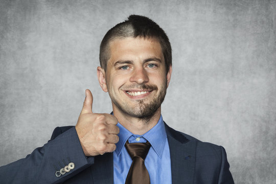 Happy Businessman With A Funny Haircut