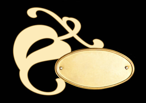 Ovales Schild / Goldschild mit Ornament / Schwarzer Hintergrund