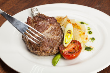 Grilled beef steak, Chuletón with potatoes