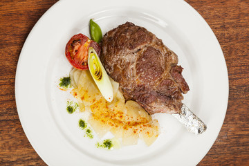 Grilled beef steak, Chuletón with potatoes