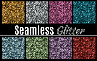 Collection of vector glitter seamless patterns - 77963421