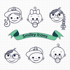 Smile icons. Vector illustration
