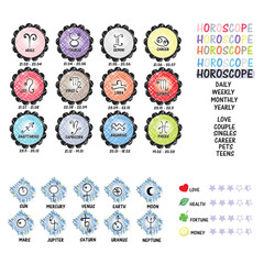 Set of the twelve signs of the zodiac for websites or magazines