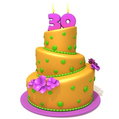 Birthday cake with number thirty