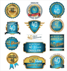 Anniversary retro badges and labels collection