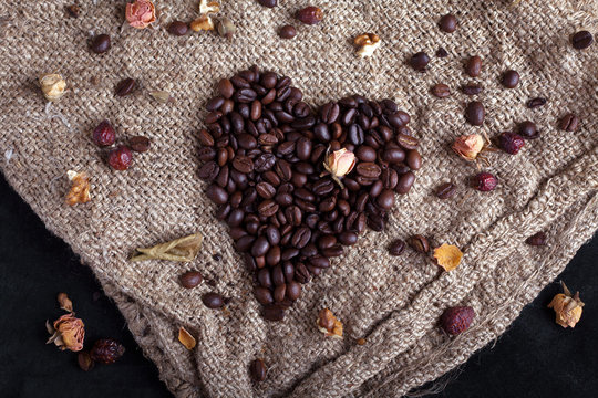 shape of the heart of the coffee beans