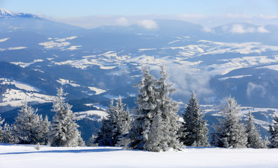 Mountain scene at winter time