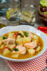 Marmitako tuna pot fish salmon stew with potatoes