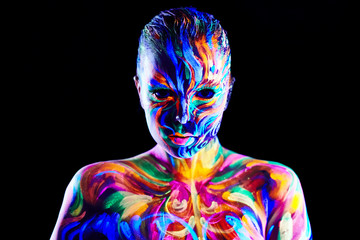 Naklejka premium Portrait of amazing fantasy girl looking at camera