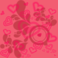 Red And Pink Background With Hearts And Leaves Patterns