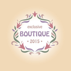 Vector logo with a vignette of flowers. Boutique perfumes and