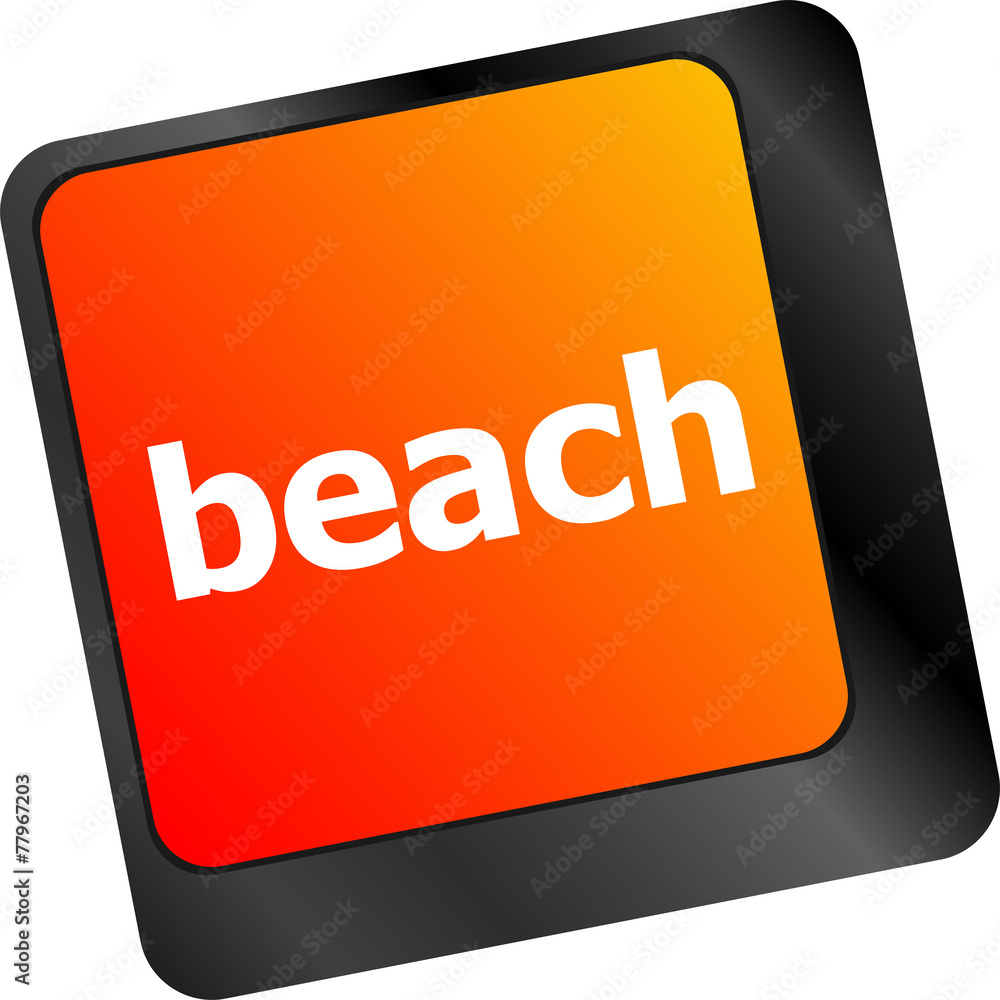 Poster beach enter button on computer keyboard keys