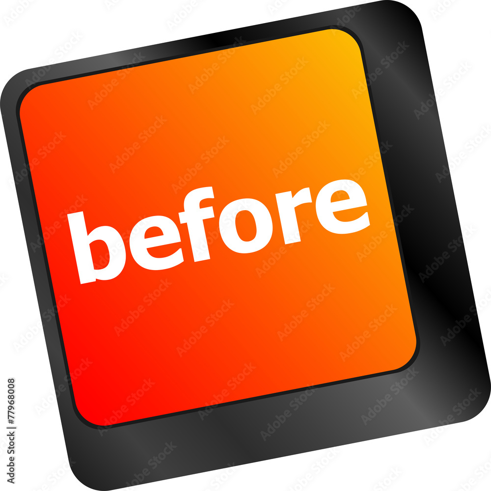 Poster before button on computer keyboard key