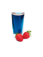 Blue Thai tea and strawberries