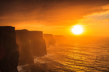 Cliffs of Moher at sunset in Co. Clare Ireland Europe.