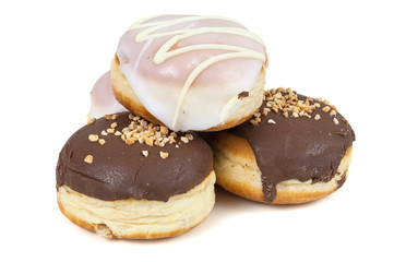 Glazed and chocolate donuts
