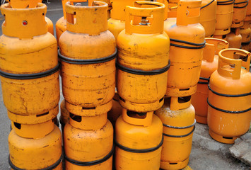 Yellow gas cylinder