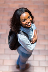 top view of young african college student